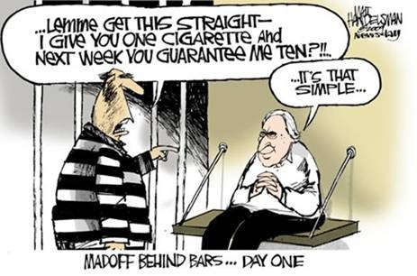Madoff behind bars